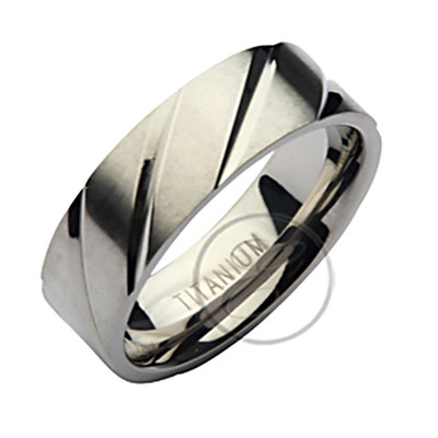 Titanium Ring Matt and High Polished Wedding Band 7mm 