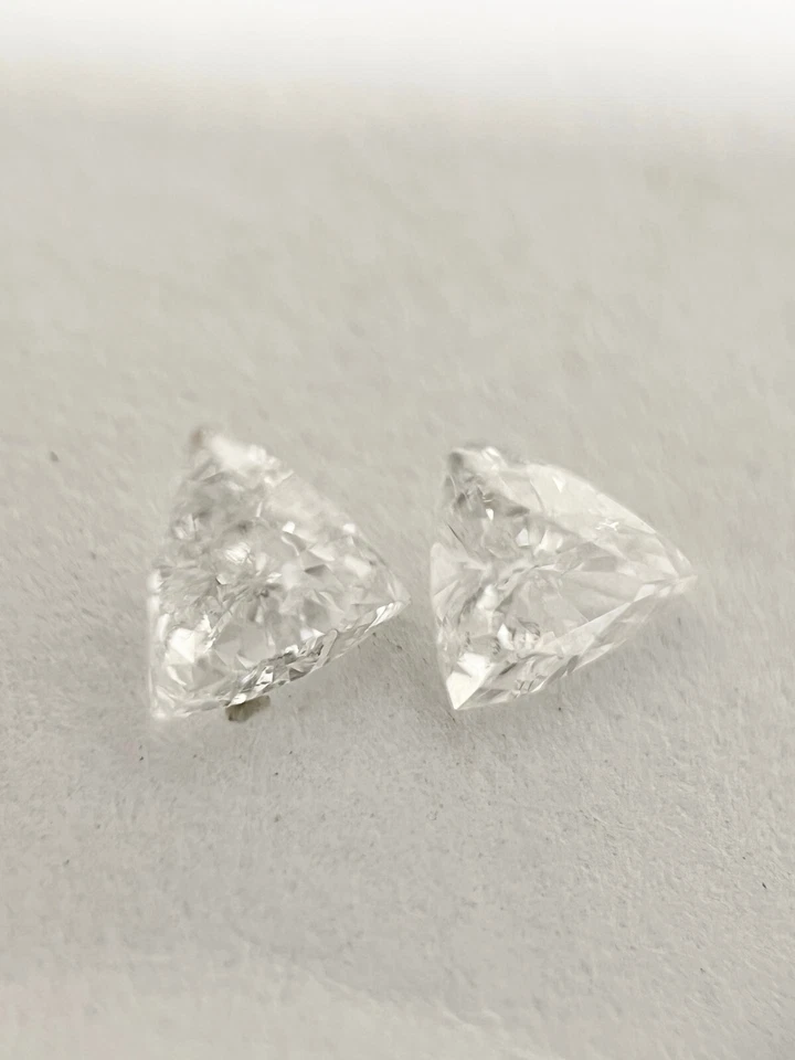 Trillion Diamonds 0.22 Ct F I1 Triangles Loose Pair Side stones Natural Ring - Image 2 of 4