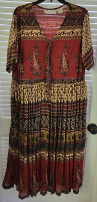 Vintage Ladies Class Dress Rust Colored Prairie Boho Festival | eBay
