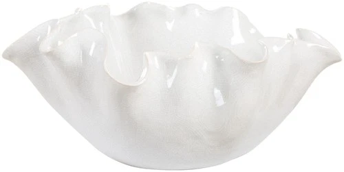 Uttermost 18184 Ruffle Bloom 15-1/2"W Ceramic Decorative Bowl - White - Picture 1 of 4