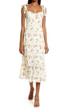 NWT Reformation Women's 10 R Nikita Floral Midi Dress Noemi White Sundress