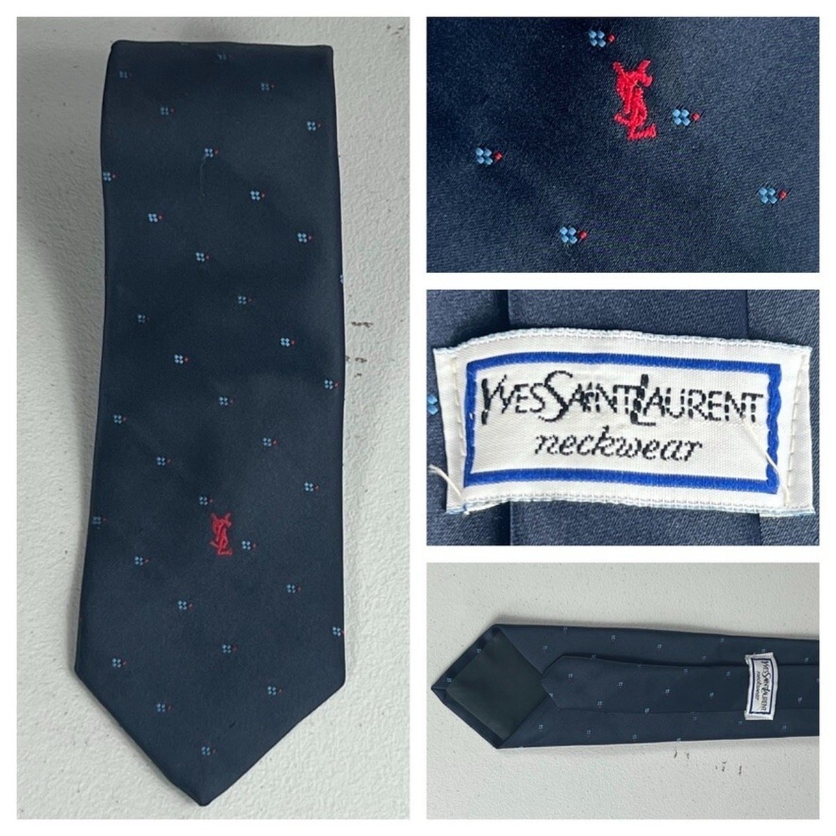 SAINT LAURENT バーガンディ ドット柄 ナロータイ　ネクタイ dotted tie in shiny and matte silk jacquard | Saint Laurent