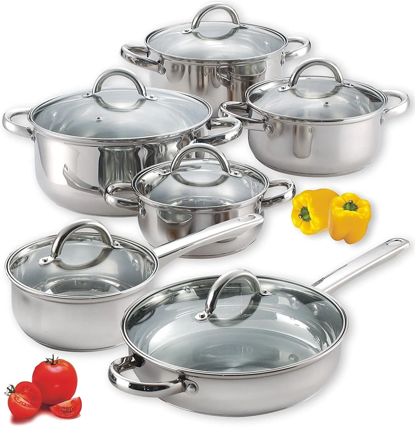 Juego De Cacerolas Y De Ollas De Cocina Set De 12 Piezas Acero Inoxidable. VIP