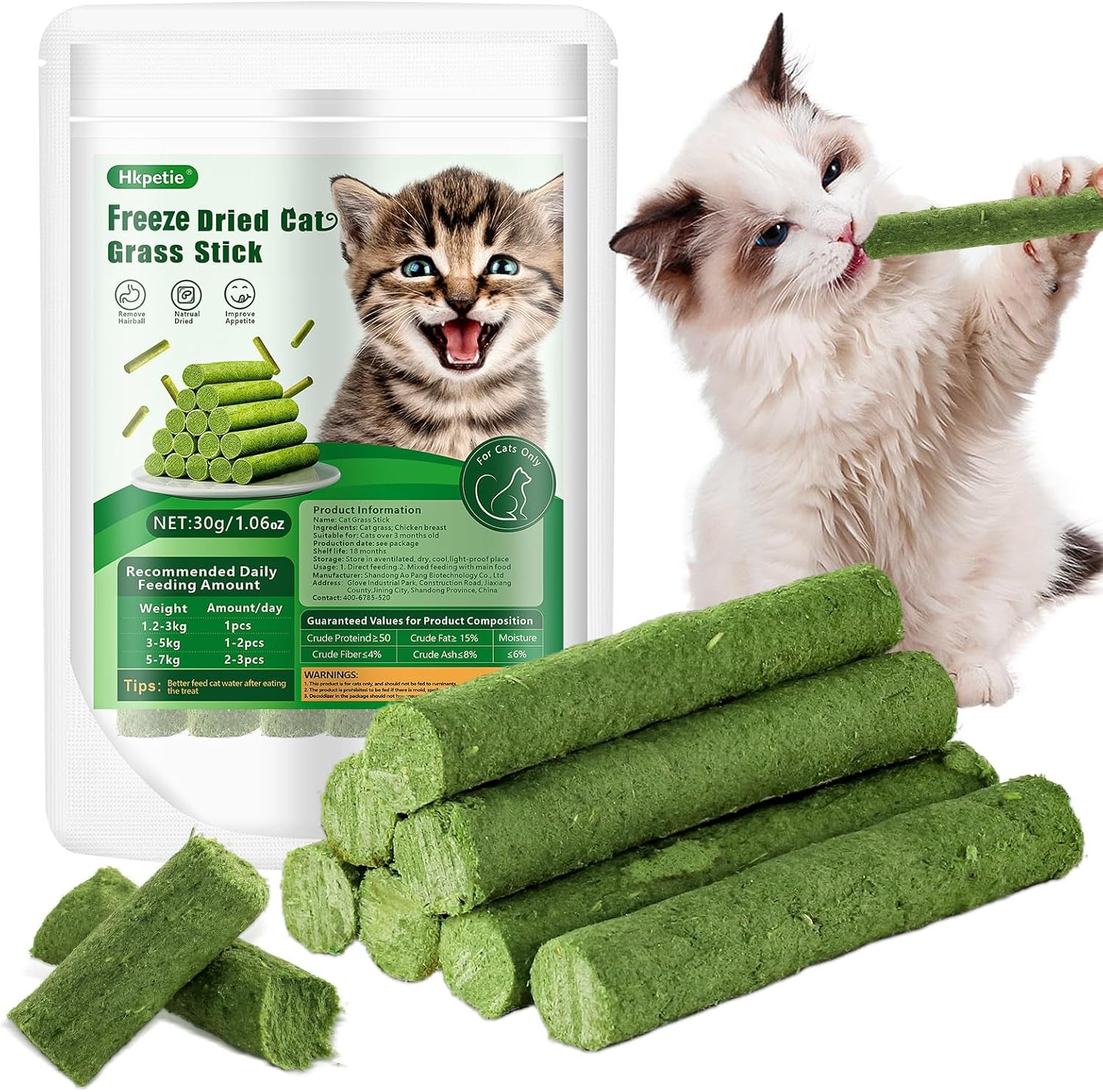 30G Cat Grass Sticks, Delicious Cat Grass Teething Stick Edible Cats Chew Toy Ca