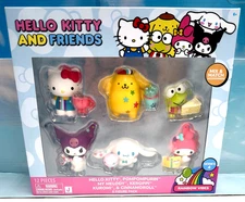 Hello Kitty Friends Rainbow Vibes Party Figure 6-Pack Kuromi Melody Cinnamoroll
