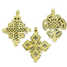 Ethiopian Coptic Cross Pendant, Handmade brass pendant, cross pendant Lot Of 3x