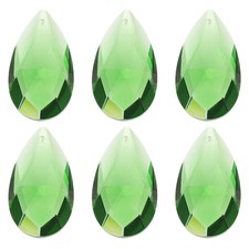 K9 Crystal Pendants Teardrop Beads, 6Pack 50mm Chandelier Prisms DIY, Pale Green