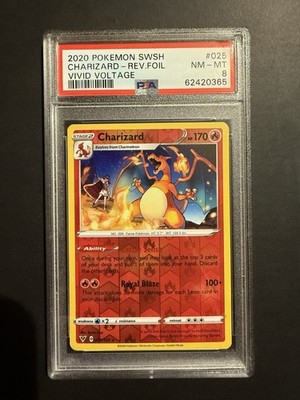 Charizard Reverse Foil #025 - 2020 Pokemon SWSH Vivid Voltage - PSA 8 Karte