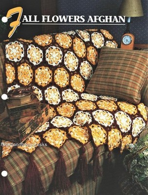 Fall Flowers Afghan  Annie's Attic Crochet Afghan Pattern Leaflet