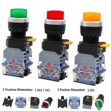 22mm Illuminated Push Button Switches Momentary 1 NO 1 NC/2 NO With LED 12 -380V