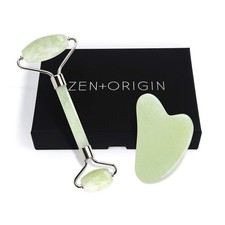 Jade Roller and Gua Sha Set - 100 Natural Jade Stone Face Roller, Dual Sided...