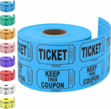 500 Raffle Tickets, Blue 1 of 8 Colors , Double Roll, Ticket for Events, Entry,