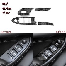 Real Carbon Fiber Interior Window Lift Switch Panel Cover For Cadillac CTS 14-19