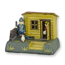 Mehrfarbige Gusseisen-Spardose "Diebesgut", A CAST IRON THIEF AND ROBBERY MEC...