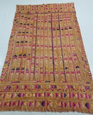 Vintage traditionelle indische Seide Phulkari bestickt Dupatta 210x125cm