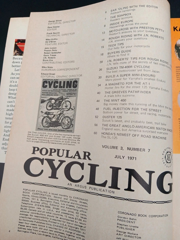 POPULAR CYCLING JUL 71  Suz Duster 125 & TM400 Hon SL125 Trick Yam Mini Enduro - Image 4 of 4