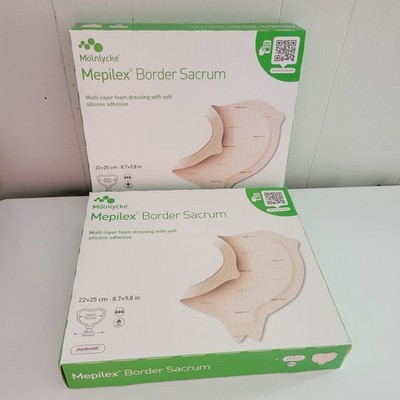 Lot 2 Molnlycke Mepilex Border Sacrum 10ct 8.7'' x 9.8'' Sterile 282455 NEW SEALED