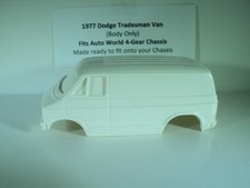 HO scale Resin Slot Car Body OffWhite Dodge Tradesman Van Fits Auto World 4-Gear