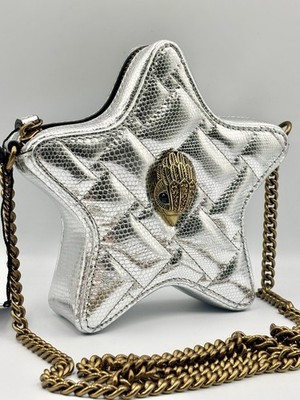 Kurt Geiger Kensington Silver Star Umhängetasche Leder Neu mit Etikett UVP 159£