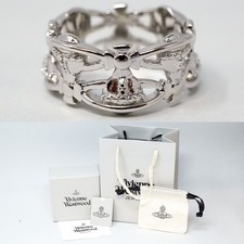 Vivienne Westwood Ring Silver Tone Orb Link With Gift Box Set Size - L 1/2