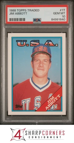 1988 TOPPS TRADED #1T JIM ABBOTT RC PSA 10