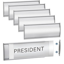 6 Pcs Office Door Signs - 8" x 3" Curved Name Plate Holders for Office, Wall-...