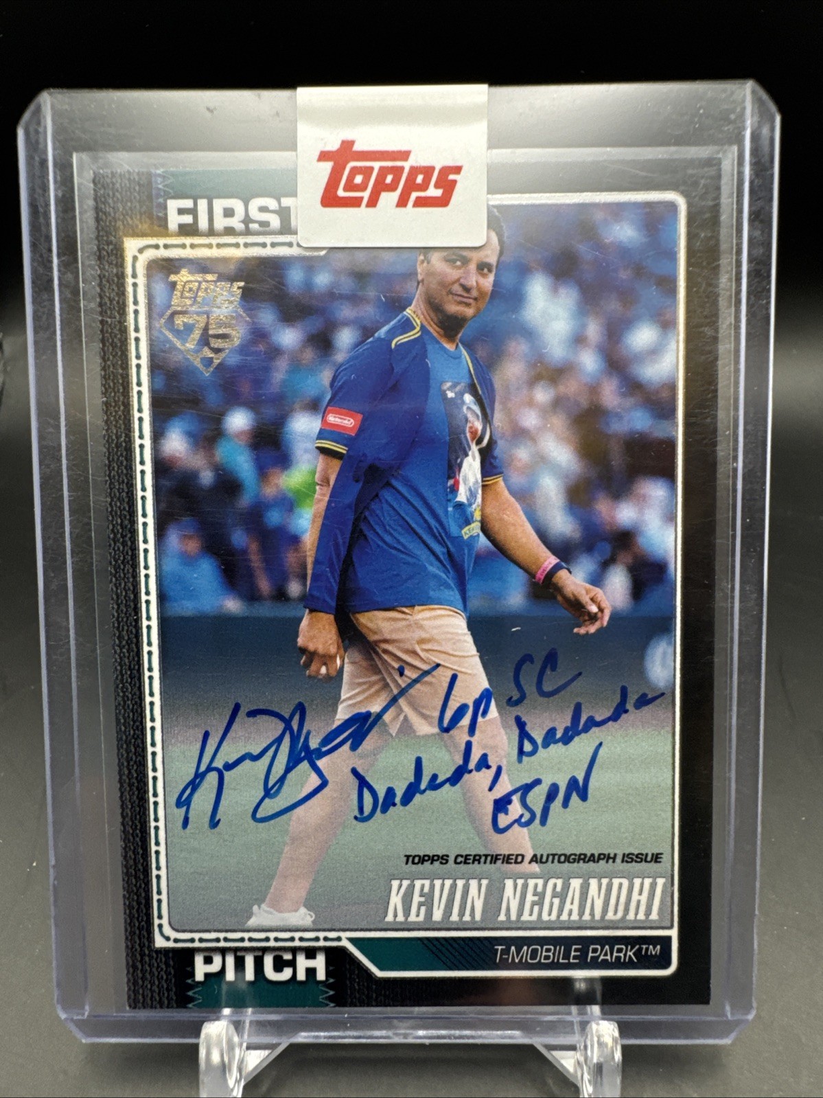 Kevin Negandhi #FP-4 Baseball Cards 2026 Topps First Pitch Autograph trading card — raw and PSA graded price guide