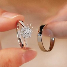 Set Fedi Nuziali Regolabili Coppia con Design Unico per Coppie Abbinate