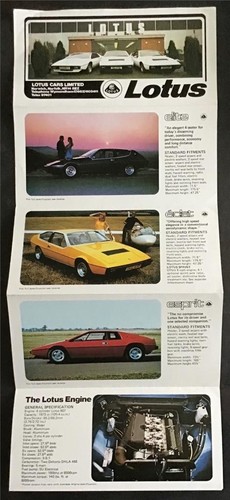 LOTUS Car Range Sales Brochure 1979 Elite ECLAT Esprit UK Market - Picture 2 of 3