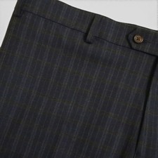 Ralph Lauren Dress Pants 40X30 (40.5X31) Gray Plaid Check Flat Front Poly Blend