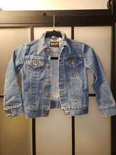 Vintage-Wrangler Boys Blue Denim Jacket, Button Front Collared Long Sleeve Short