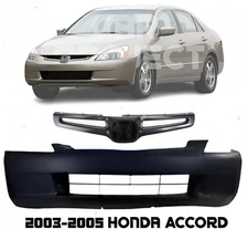 Front Bumper Cover Fascia & Grille Assembly Kit For 2003-2005 Honda Accord