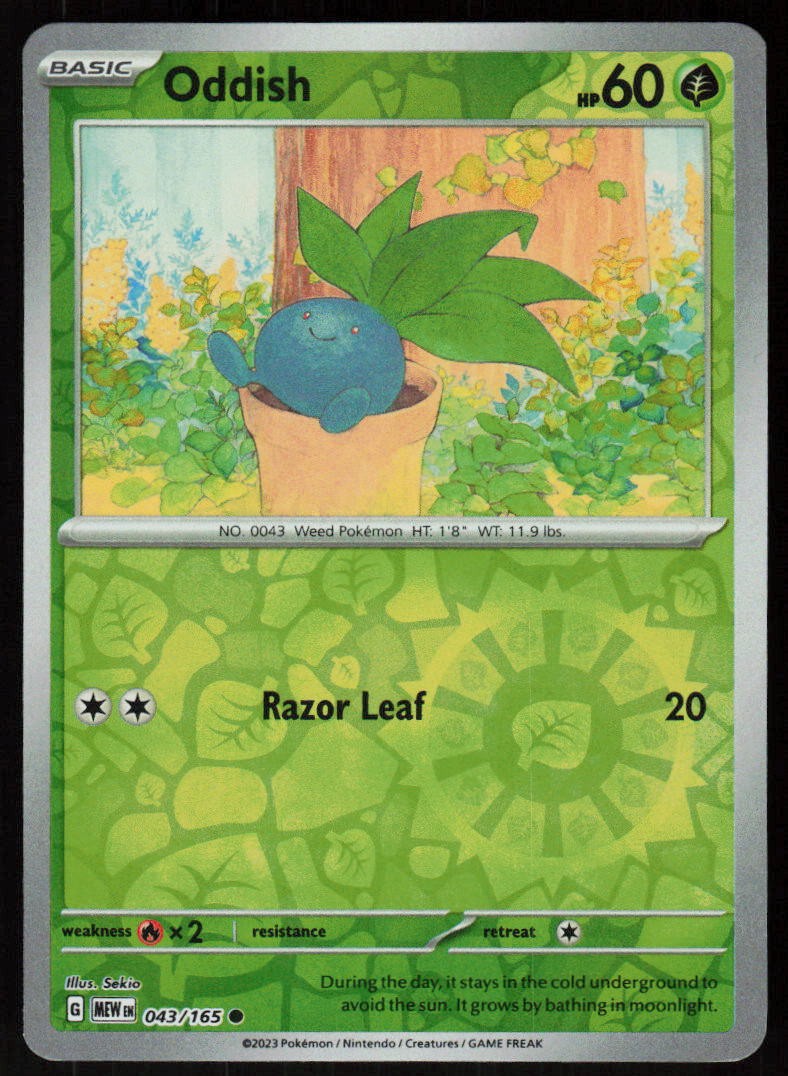 Oddish 043/165 Common 151 Pokemon Reverse Holo Near Mint