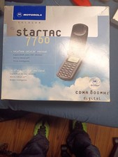 Vintage Motorola StarTac 7760 Phone Bundle With Charger, Box, Papers. Powers On