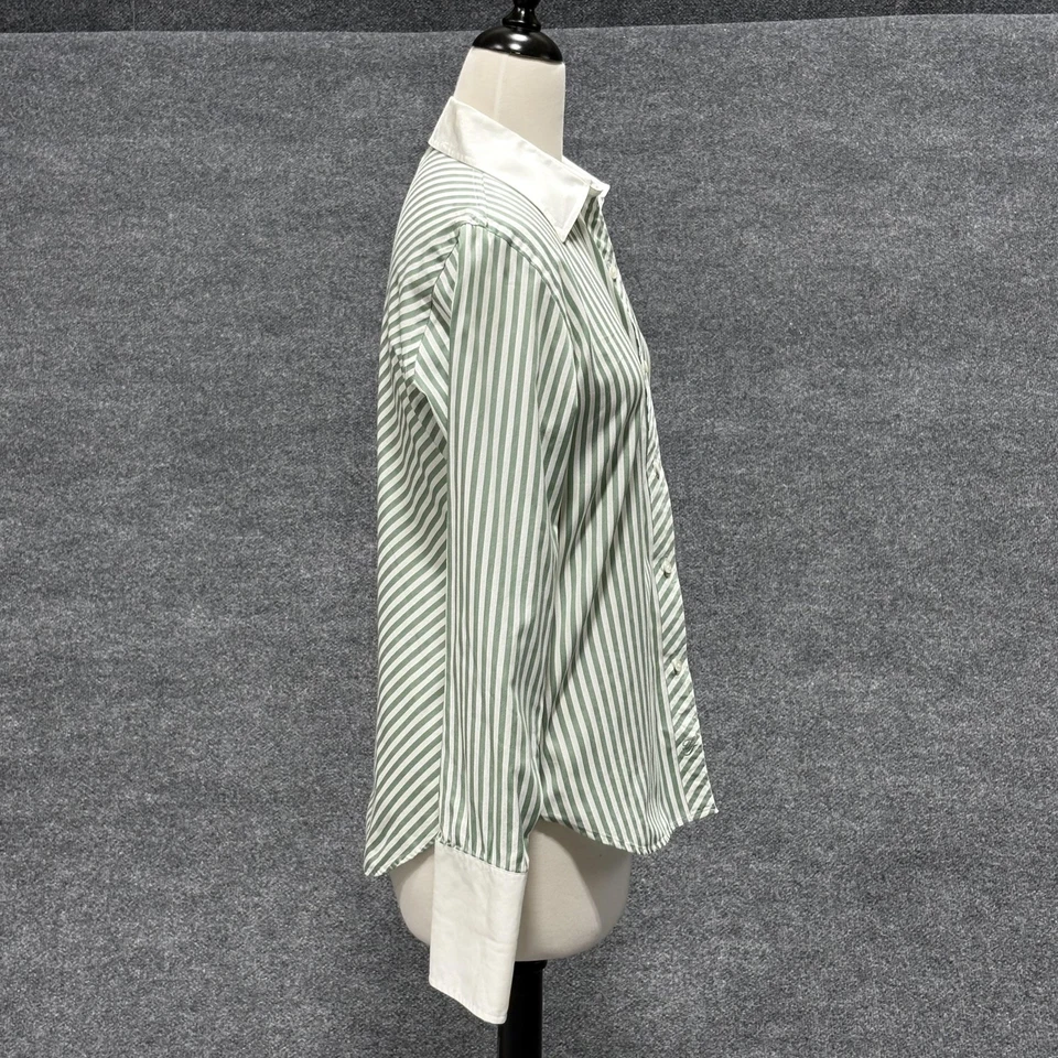 Camisa Tartán Rosa Mujer 10 Verde Blanco Rayas Cuello Contraste Puños Franceses Foto 4 de 4