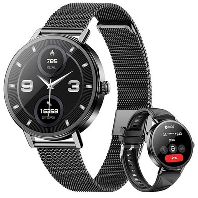 1.26'' Smartwatch Damen mit Telefonfunktion Fitnessuhr für Android & iOS -Schwarz