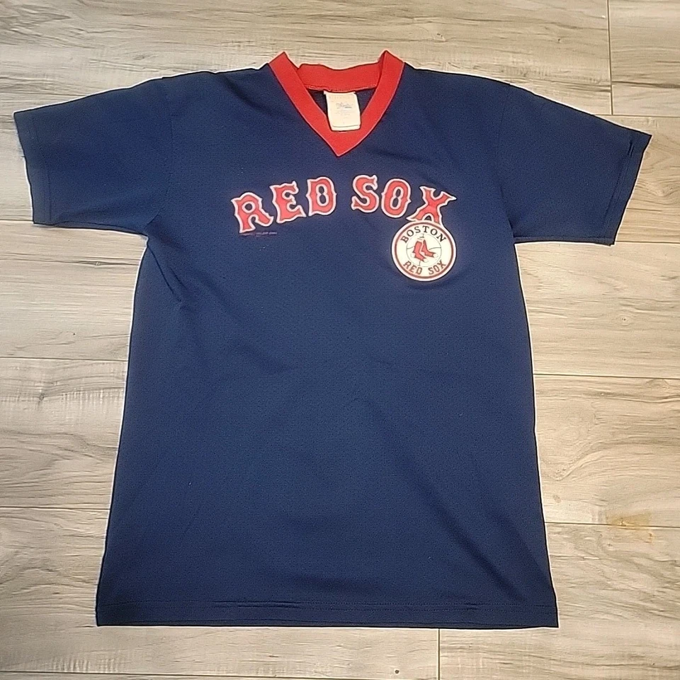 Majestic Jersey Manny Ramiez Boston Medias Rojas Juvenil Grande Azul Rojo MLB Hecho en EE. UU. Foto 4 de 4