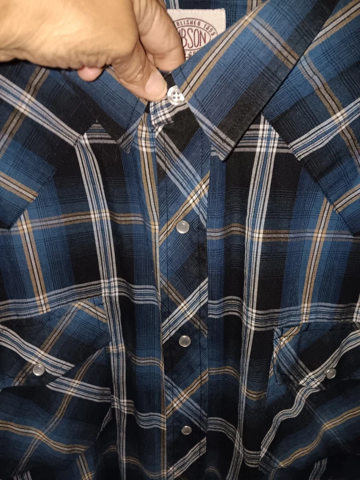 Camisa a presión Gibson Trading Company para hombre Western Pearl 3XLT manga larga a cuadros Foto 3 de 4