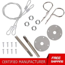 Silver Stainless Steel Hood Pins / Bonnet Lock Pin Plate Bonnet Lock Clip Kit