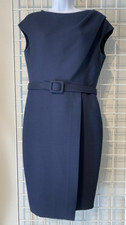 Oscar de la Renta Cap-Sleeve Belted Wrap-Style Wool-Silk Midi Dress Italy US8