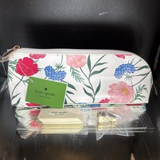 Kate Spade Pencil Pouch Cosmetic Case Travel Bag Faux Leather w Accessories