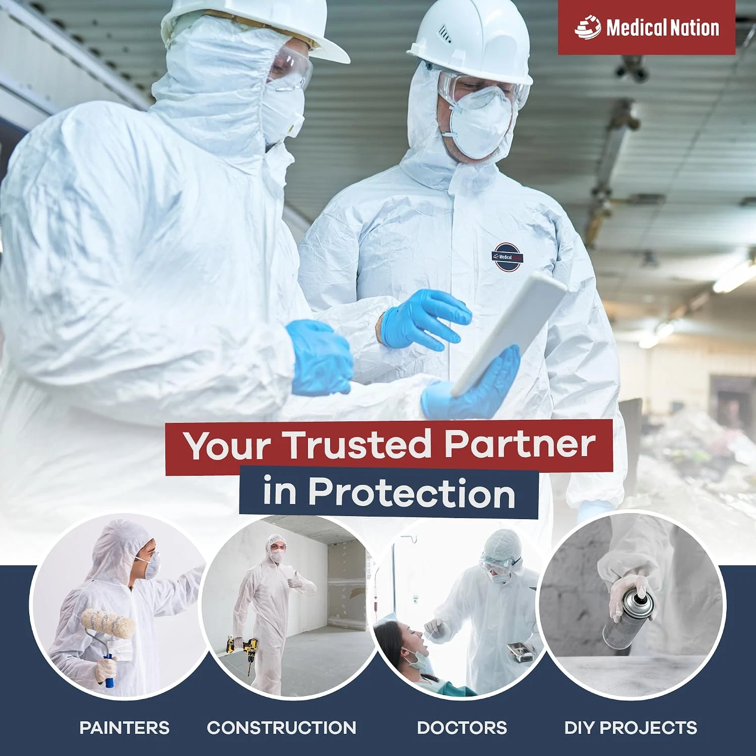 Hazmat Suits Disposable | 25 Pack | Protective Coveralls with Attached Hood and - product detail image 7