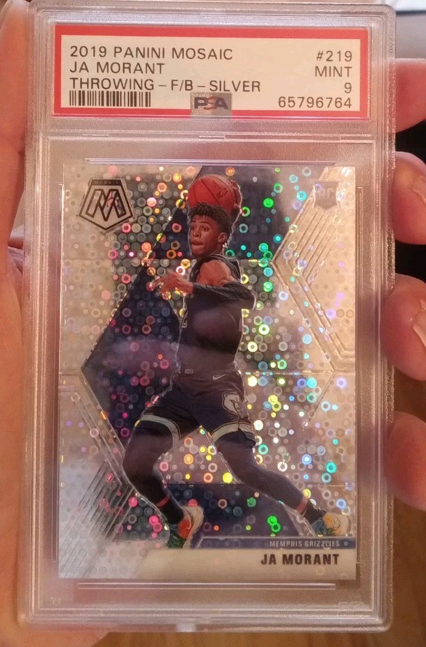 Ja Morant 2019 Panini Mosaic Throwing Fast Break Silver RC #219 PSA 9