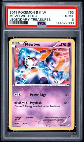 2013 POKEMON BLACK & WHITE LEGENDARY TREASURES #53 MEWTWO-HOLO PSA 6