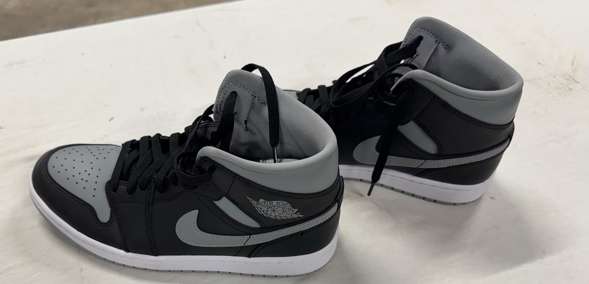 Nike Air Jordan 1 Mid Black Grey White Womens Size 10. Great Shape