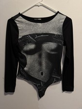 Womens Fashion Nova Bodysuit, Size Medium Black Casual or Dressed Up Style Fit