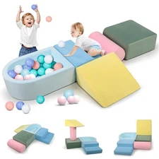 Climbing Toys for Toddlers , Foam Climbing Blocks with Ball Pit for Baby, 5-P...