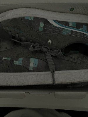 PUMA Suede Minecraft Jr Gray Blue Unisex Kids' Athletic Shoes 6Y