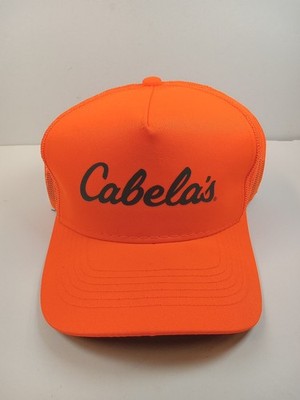 Cabela s Orange Hunting Camping Fishing Outdoors Hat Cap Trucker Mesh Snapback 