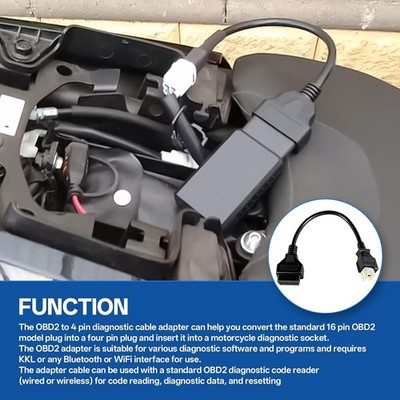 Motorcycle 4Pin Diagnostic OBD2 (K-Line) J1962 Connector for Honda Motorbikes